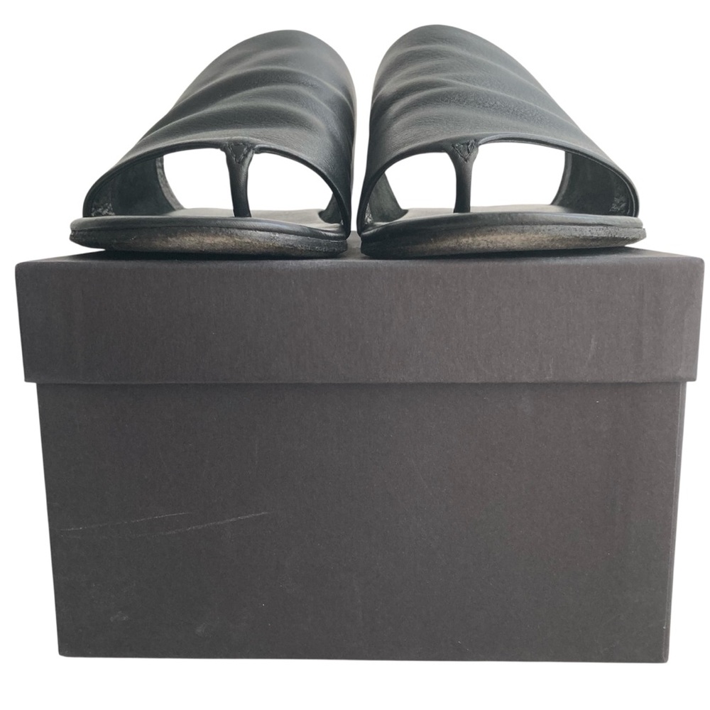 MARSELL | Black Flat Slide ‘Arsella’ Leather Thong Sandals Size 37.5 Italy - Picture 3 of 11